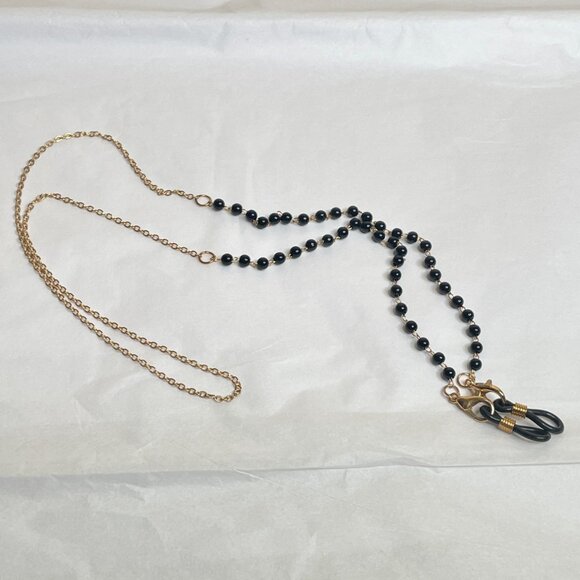 New Black Beaded & Gold Chain Eyeglass / Mask Holder - Picture 4 of 12